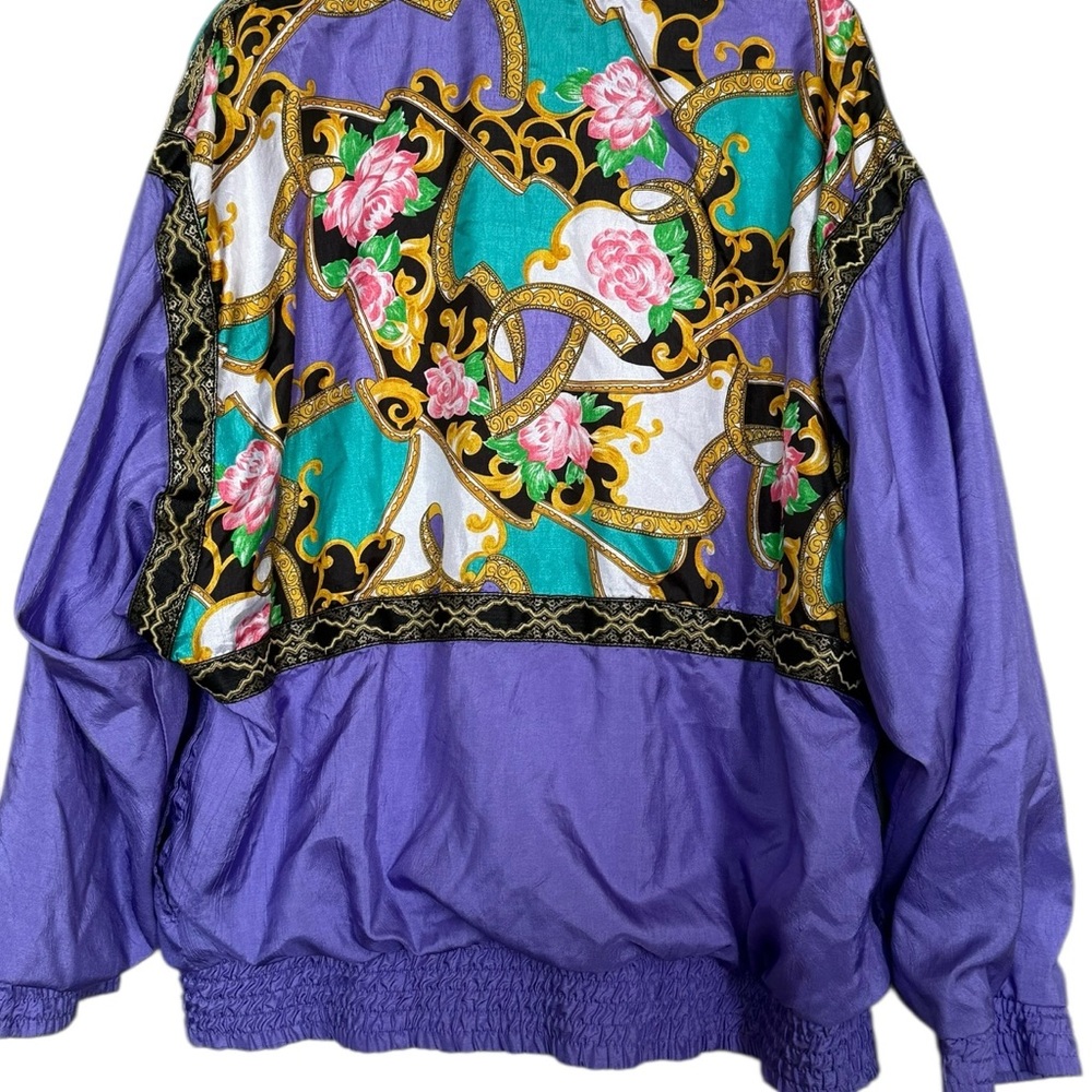 Vintage Indications Purple w Paisley Print Women's Windbreaker Jacket Sz XL Zip - Picture 5 of 8